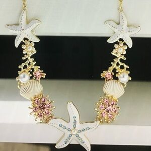 Nautical Starfish and Shell Gold Necklace